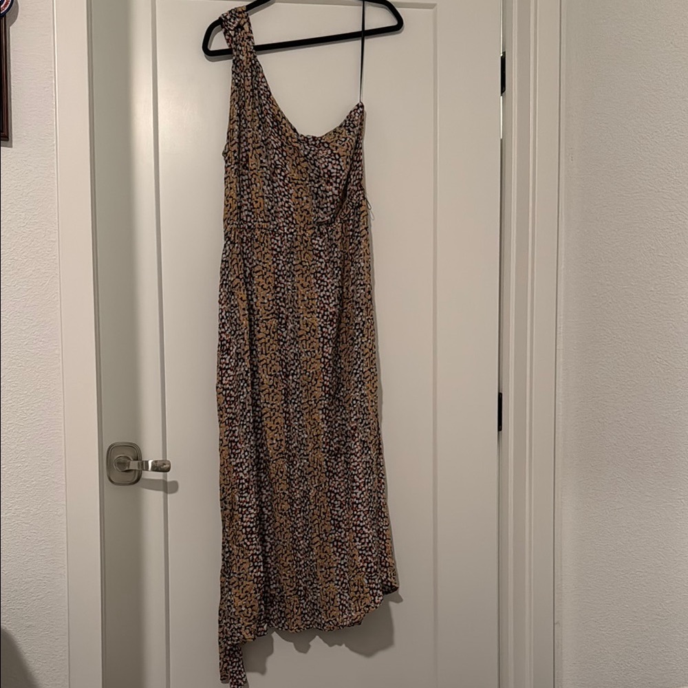 M&S MARKS AND SPENCER collection nwot dress belted one shoulder gold neutral